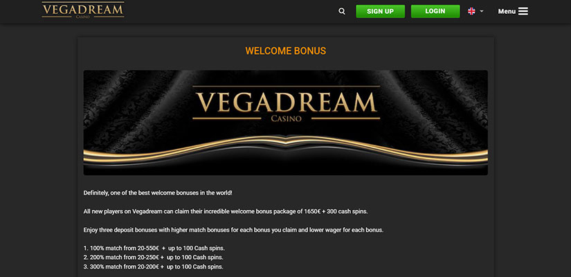 Vegadream Casino Bonus